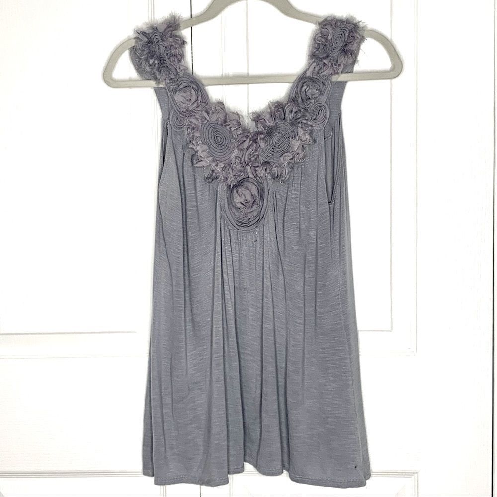 Gray BluHeaven Racerback Tank Top, Flower Back Size L